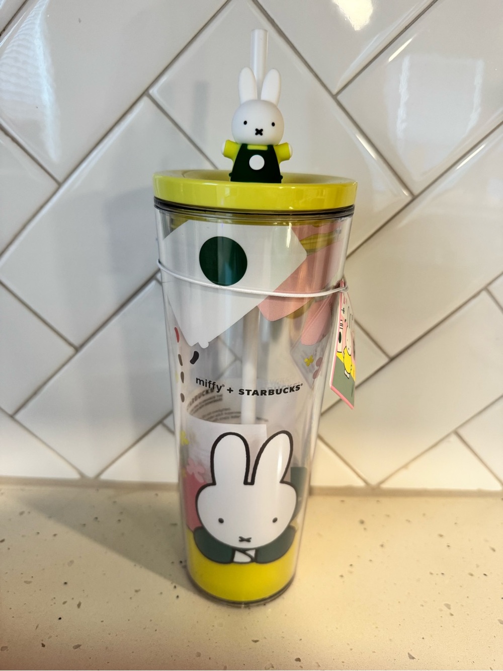 Starbucks x Miffy Yellow & White Bunny Tumbler with Straw